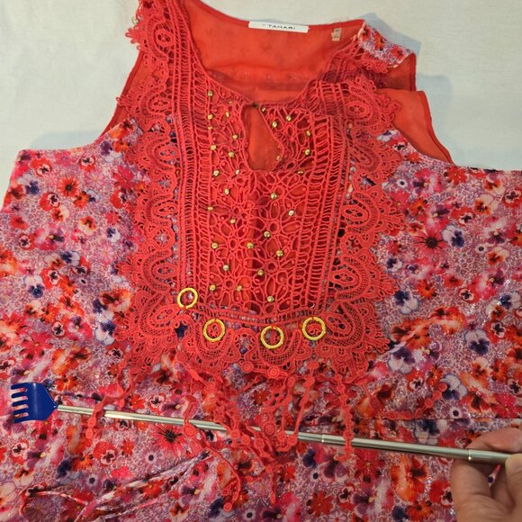 TAHARI Fairy Cottagecore Multicolor Floral Tulle Lace Dress Size 10 New NO Tags! - Picture 9 of 16